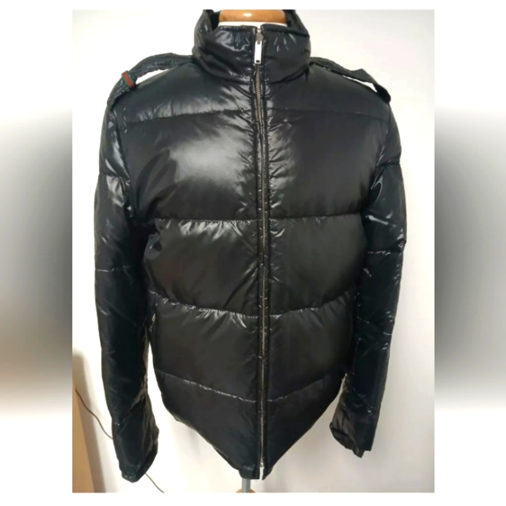 Gucci Black GG Logo Nylon Puffer Reversible Jacket Men's